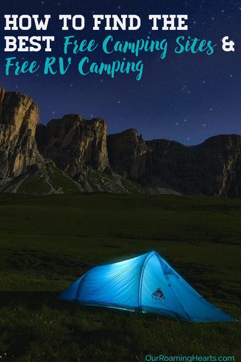 Did you know there are hundreds of free camping sites across the country and just as many free RV camping spots? Here are the best ways to find the top spots! #ourroaminghearts #camping #rving #campsites #campingspots #frugaltravel | Frugal Travel | Camping | How to find Camp Sites | Free Campsites | Free RV Sites | RV Camping |